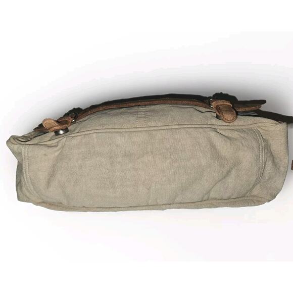 Anabaglish Sundance Canvas/Leather Large Distressed Messenger Bag 16x11x5 - Picture 7 of 14